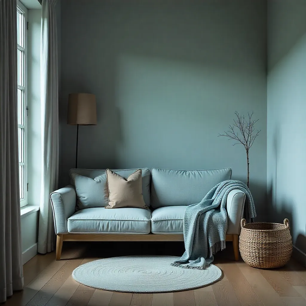 Serene living room with natural lighting and calming decor