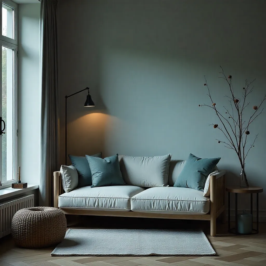 Serene living room corner with natural elements