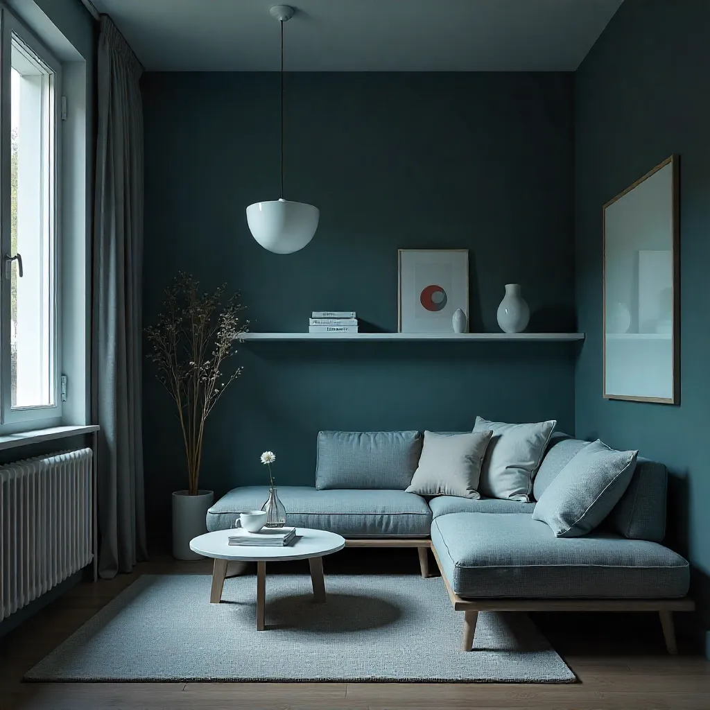 Small apartment living space with multifunctional design